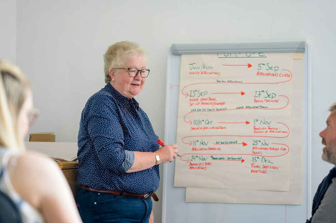 person in communication workshop